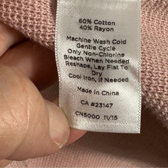 Talbots size small blush colored button up sweater, cotton/rayon, spring, layer - Picture 9 of 11